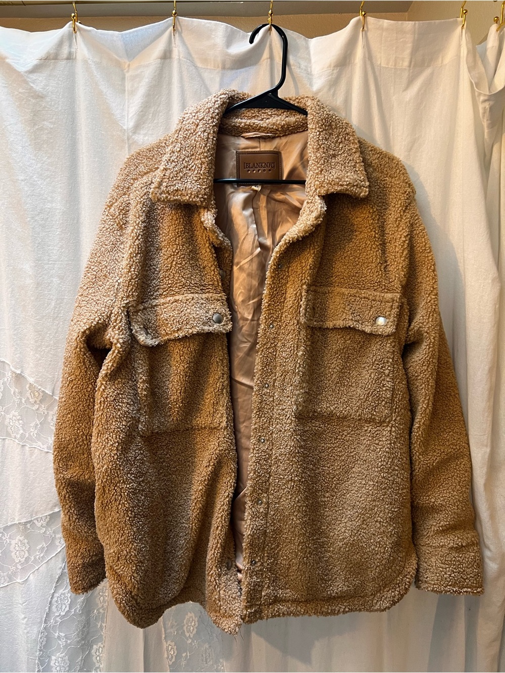 Blank NYC Tan Sherpa Shirt Jacket
